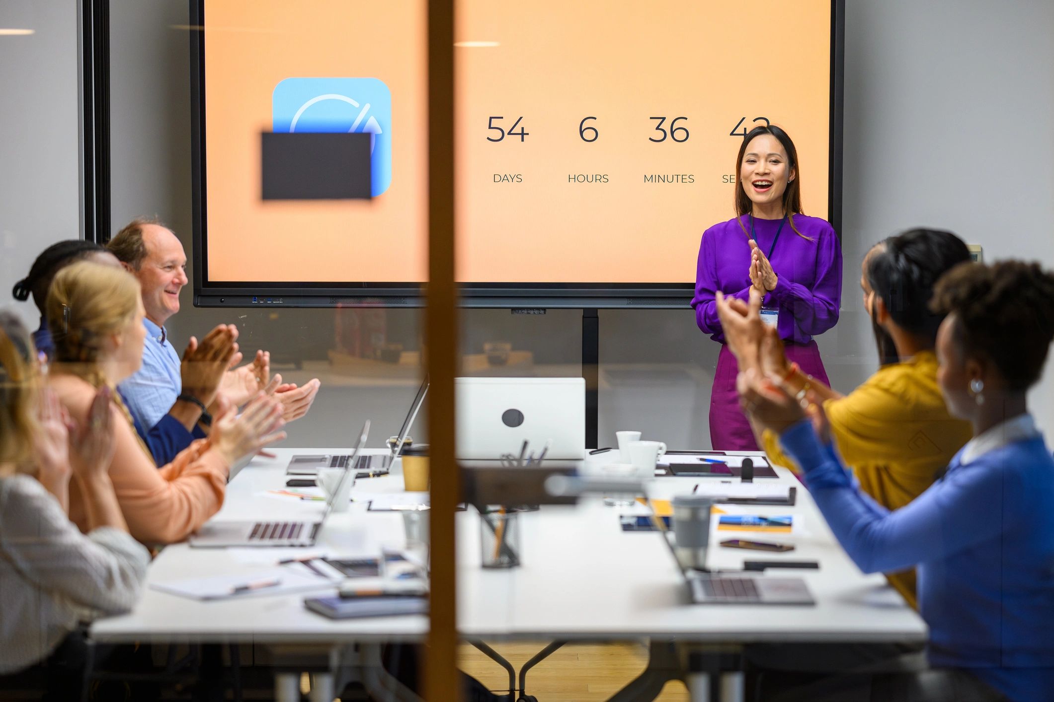 Business team in a collaborative presentation setting
